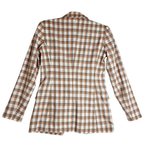 Nine West XS NWT Brown Beige plaids Double Breasted blazer jacket. Work Office - Picture 2 of 13